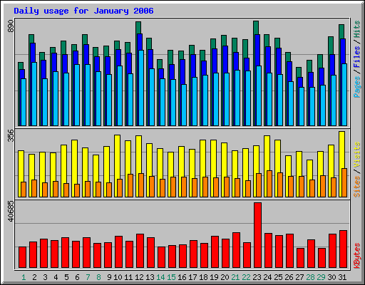Daily usage for January 2006